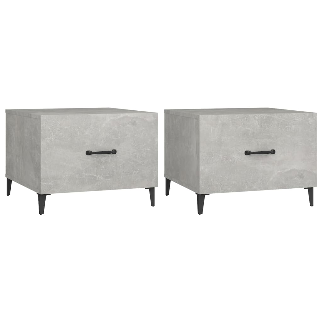 vidaXL Măsuță de cafea picioare metalice 2 buc. gri beton 50x50x40 cm