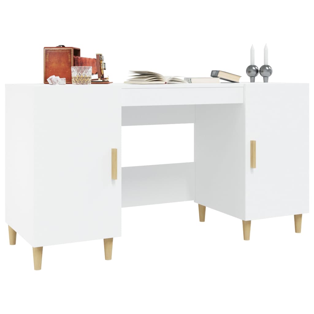 vidaXL Birou, alb, 140x50x75 cm, lemn compozit