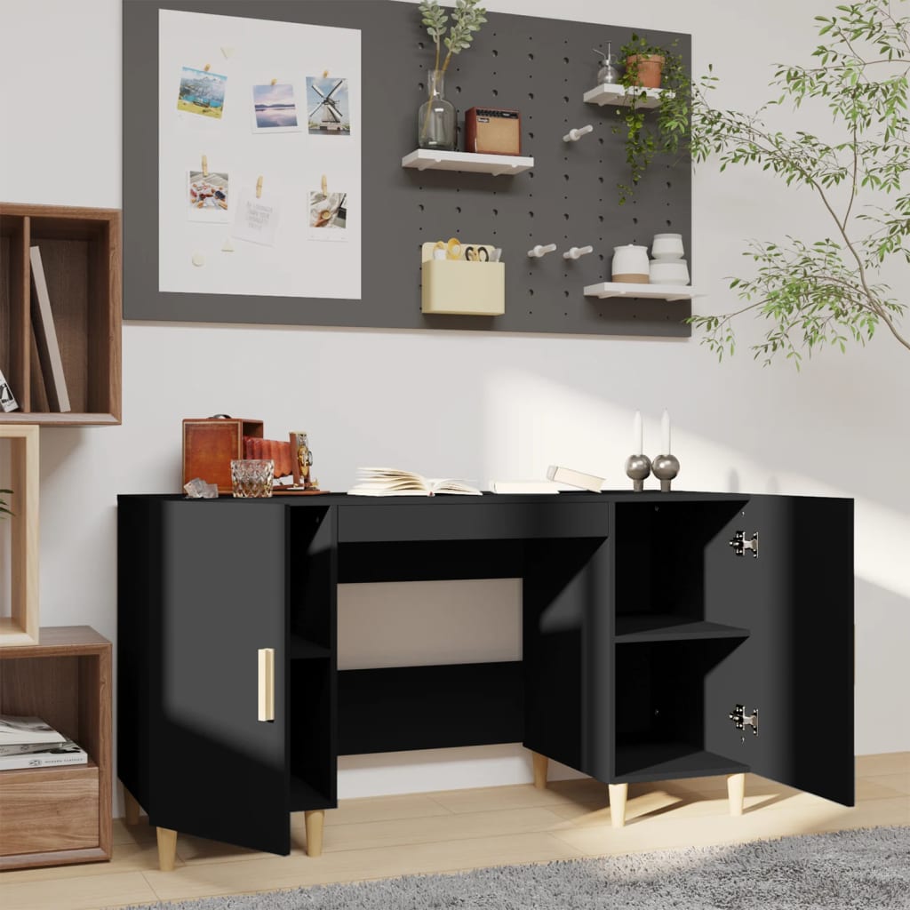 vidaXL Birou, negru, 140x50x75 cm, lemn compozit