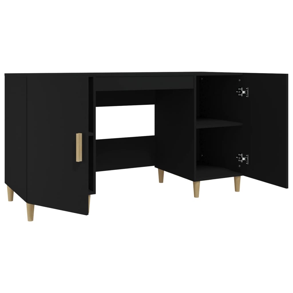 vidaXL Birou, negru, 140x50x75 cm, lemn compozit