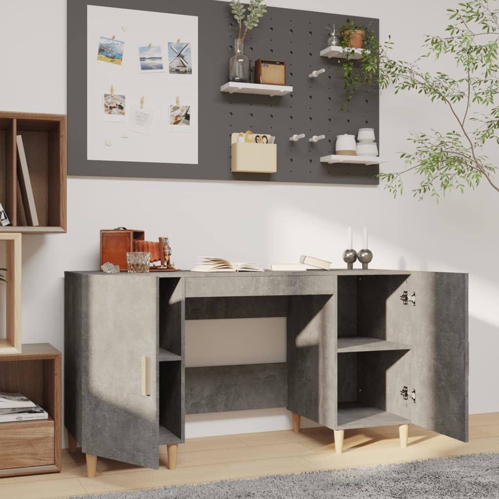 vidaXL Birou, gri beton, 140x50x75 cm, lemn compozit