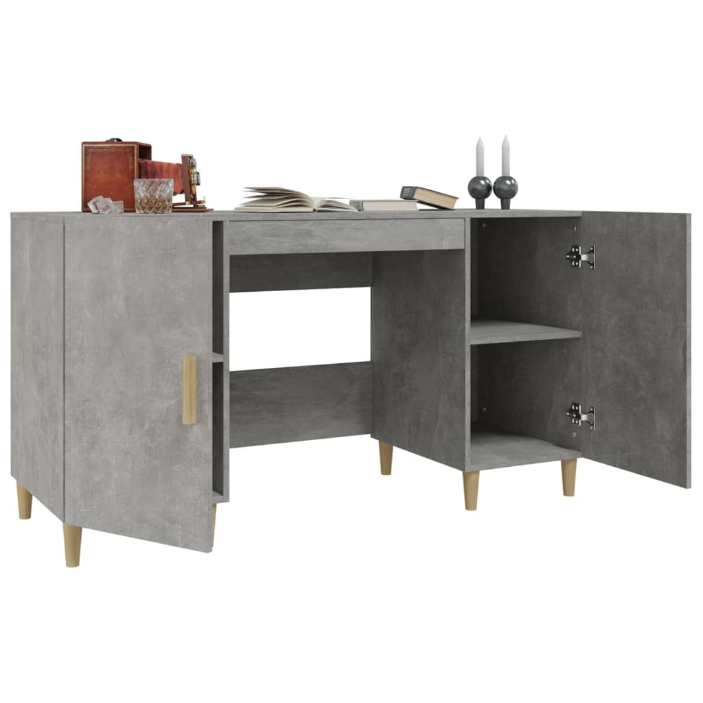 vidaXL Birou, gri beton, 140x50x75 cm, lemn compozit