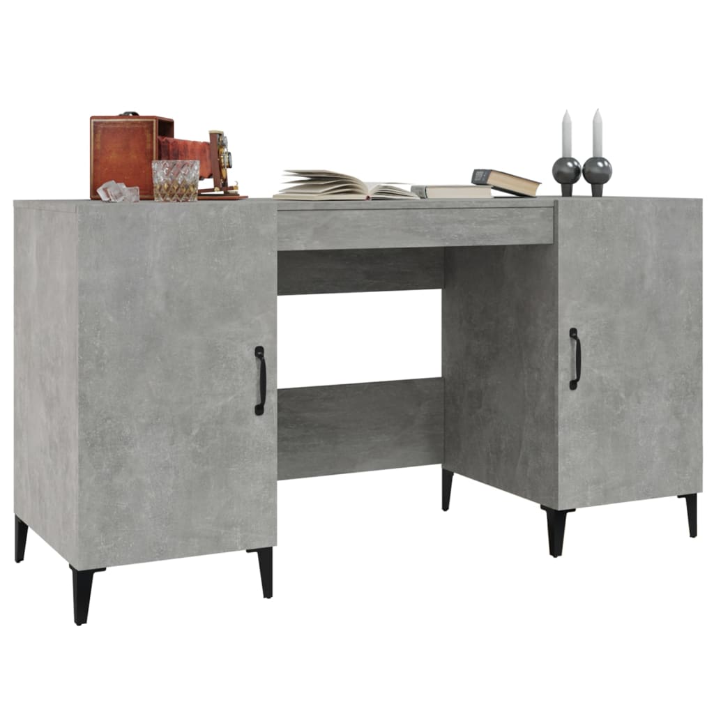 vidaXL Birou, gri beton, 140x50x75 cm, lemn compozit