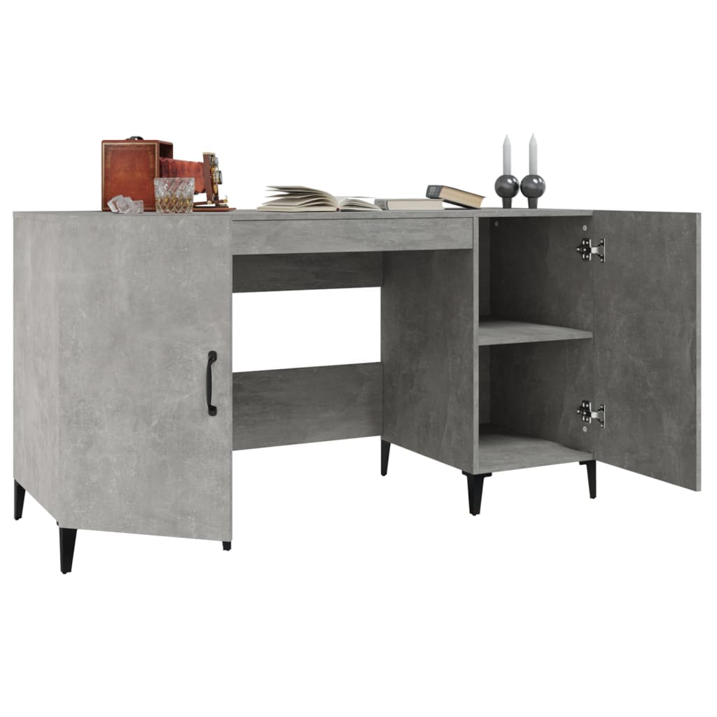 vidaXL Birou, gri beton, 140x50x75 cm, lemn compozit