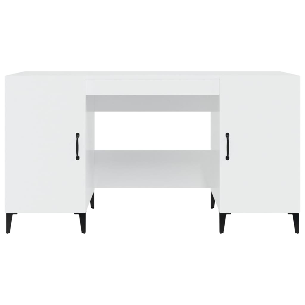 vidaXL Birou, alb extralucios, 140x50x75 cm, lemn compozit