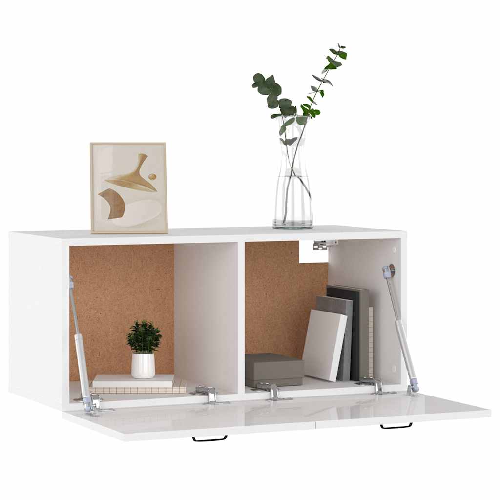 vidaXL Dulap de perete, alb extralucios, 80x36,5x35 cm, lemn compozit vidaXL Dulap de perete, alb extralucios, 80x36,5x35 cm, lemn compozit