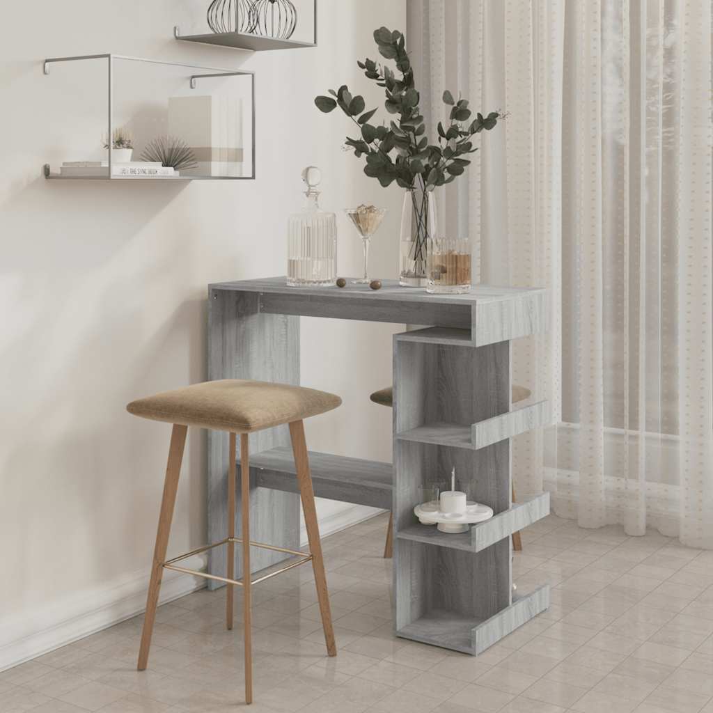 vidaXL Masă bar cu raft de depozitare stejar sonoma gri 100x50x101,5cm vidaXL Masă bar cu raft de depozitare stejar sonoma gri 100x50x101,5cm