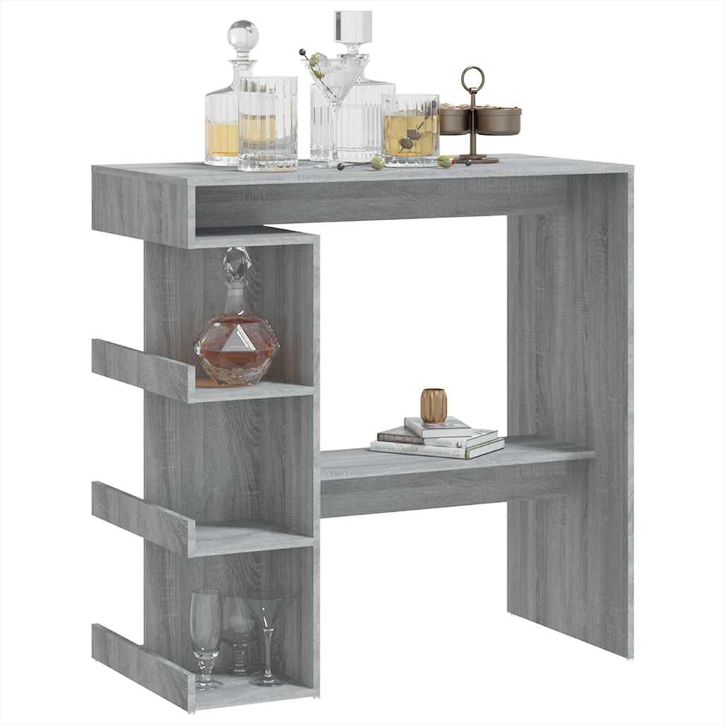 vidaXL Masă bar cu raft de depozitare stejar sonoma gri 100x50x101,5cm vidaXL Masă bar cu raft de depozitare stejar sonoma gri 100x50x101,5cm