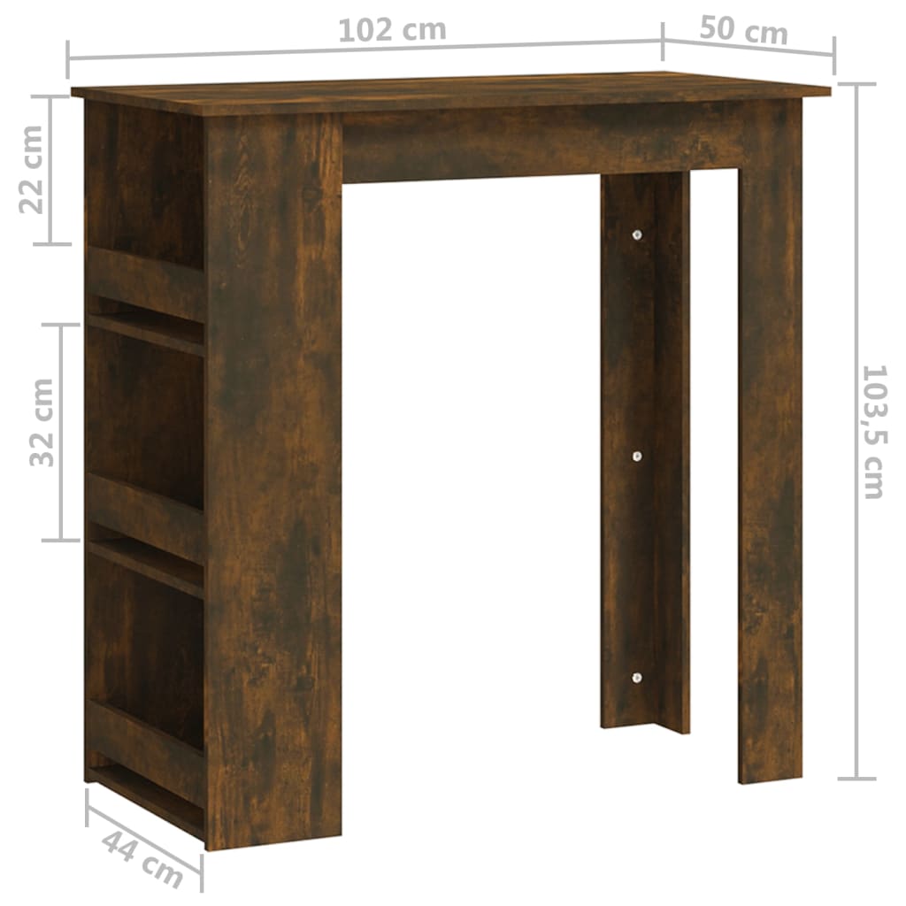 vidaXL Masă de bar cu raft depozitare 102x50x103,5 cm lemn prelucrat