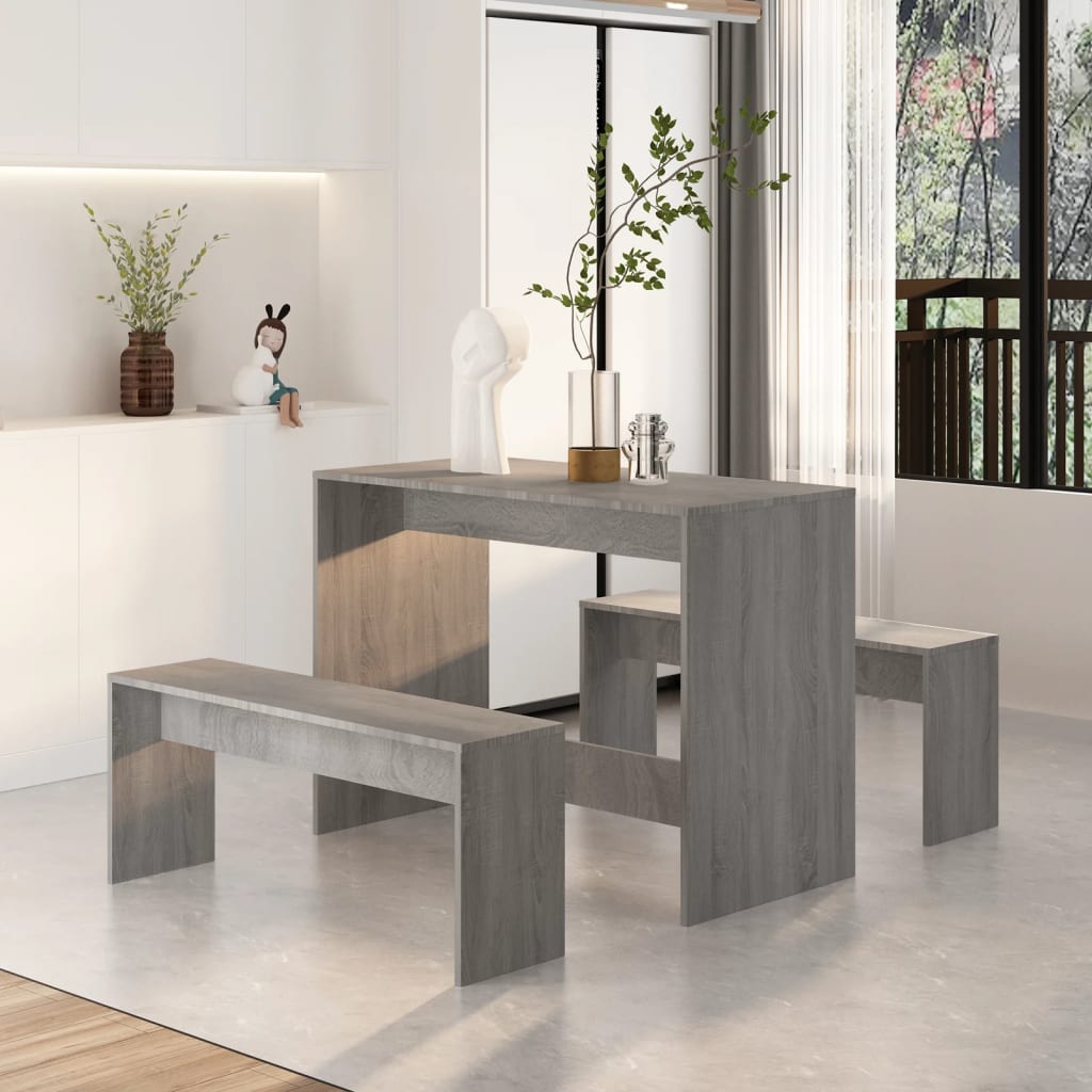 vidaXL Set mobilier de bucătărie, 3 piese, stejar sonoma gri, PAL vidaXL Set mobilier de bucătărie, 3 piese, stejar sonoma gri, PAL