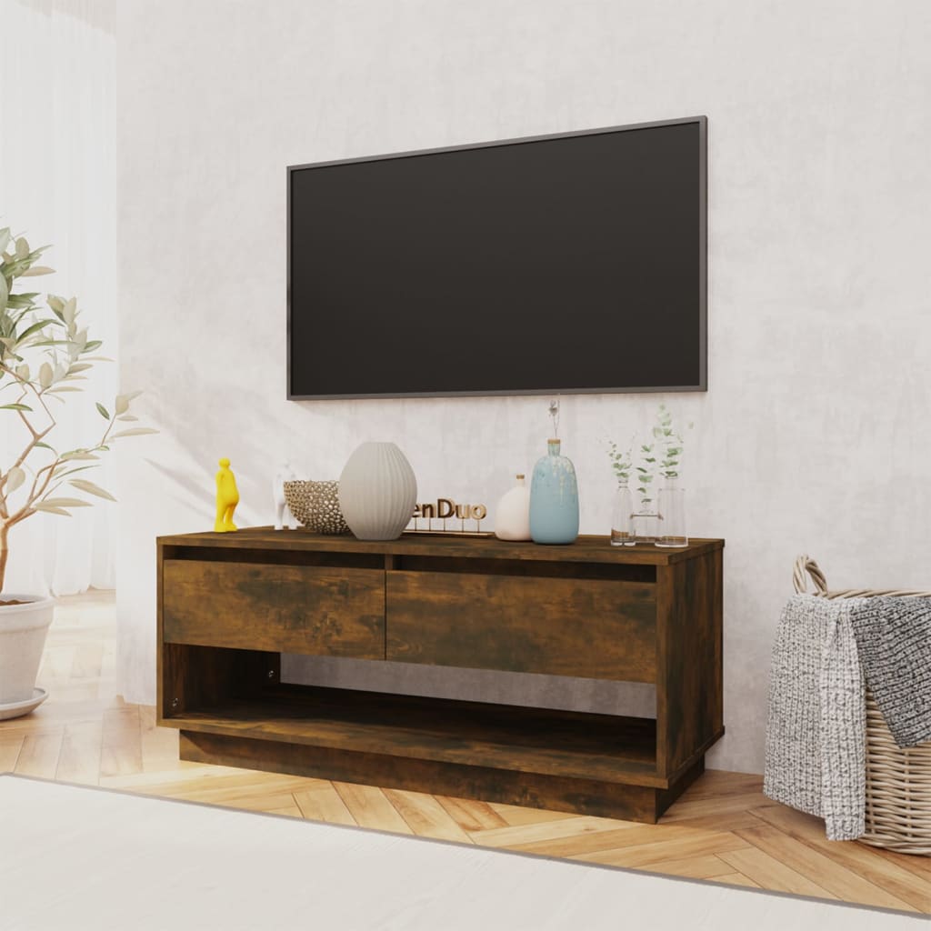 vidaXL Comodă TV, stejar afumat, 102x41x44 cm, PAL vidaXL Comodă TV, stejar afumat, 102x41x44 cm, PAL