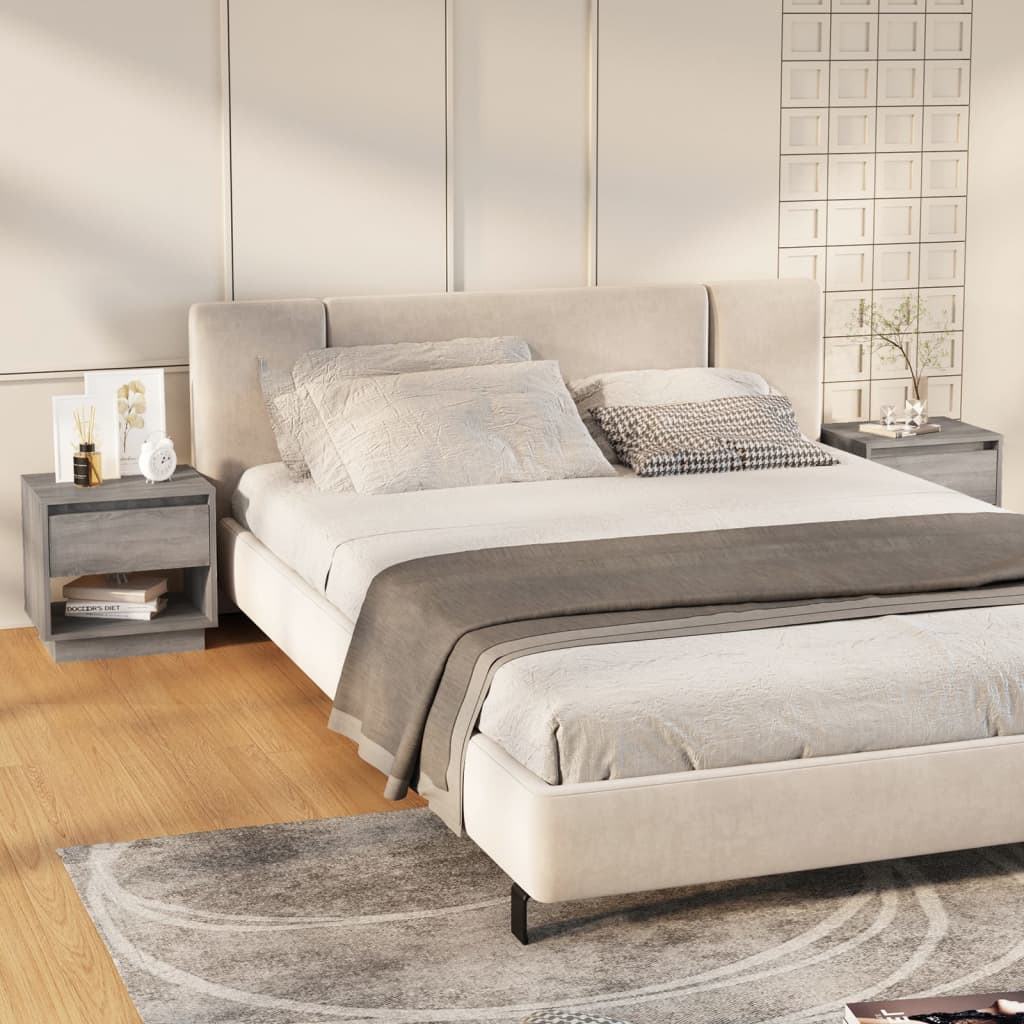 vidaXL Noptiere, stejar gri sonoma, 2 buc., 45x34x44 cm, PAL vidaXL Noptiere, stejar gri sonoma, 2 buc., 45x34x44 cm, PAL