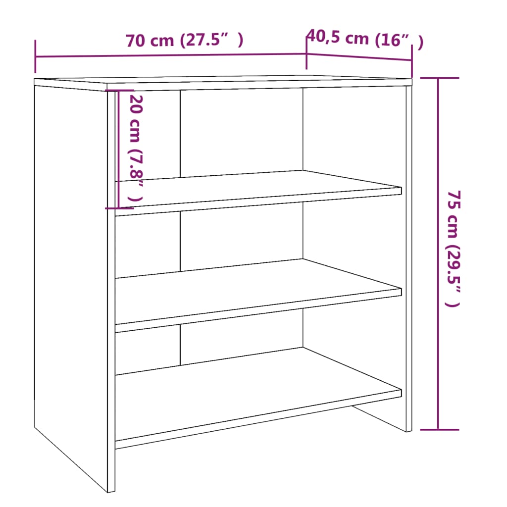 vidaXL Servantă, stejar gri sonoma, 70x40,5x75 cm, PAL vidaXL Servantă, stejar gri sonoma, 70x40,5x75 cm, PAL