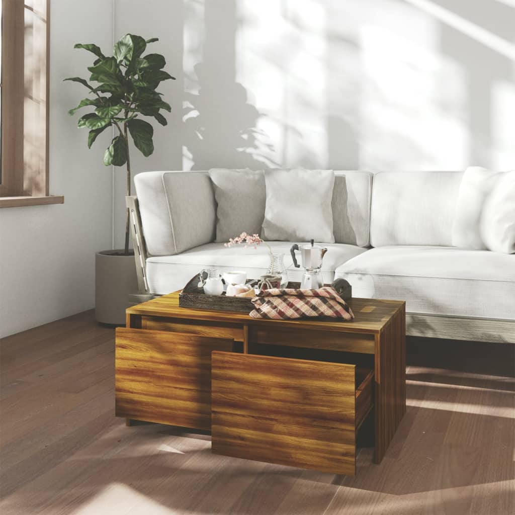 vidaXL Măsuță de cafea, stejar maro, 90x50x41,5 cm, lemn prelucrat vidaXL Măsuță de cafea, stejar maro, 90x50x41,5 cm, lemn prelucrat