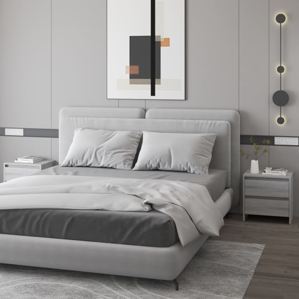 vidaXL Noptiere, 2 buc., stejar sonoma gri, 45x34,5x44,5 cm, PAL vidaXL Noptiere, 2 buc., stejar sonoma gri, 45x34,5x44,5 cm, PAL