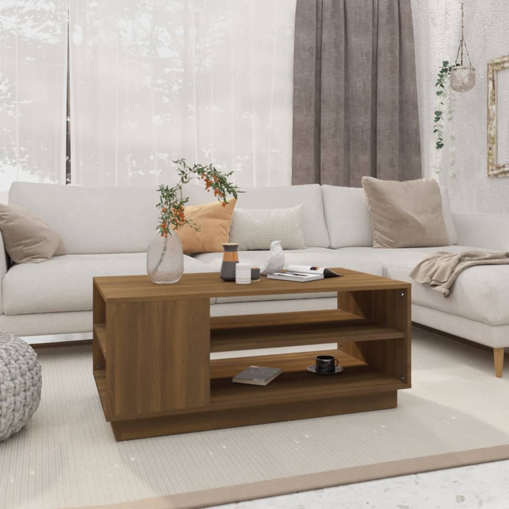 vidaXL Măsuță de cafea, stejar maro, 102x55x43 cm, lemn prelucrat vidaXL Măsuță de cafea, stejar maro, 102x55x43 cm, lemn prelucrat