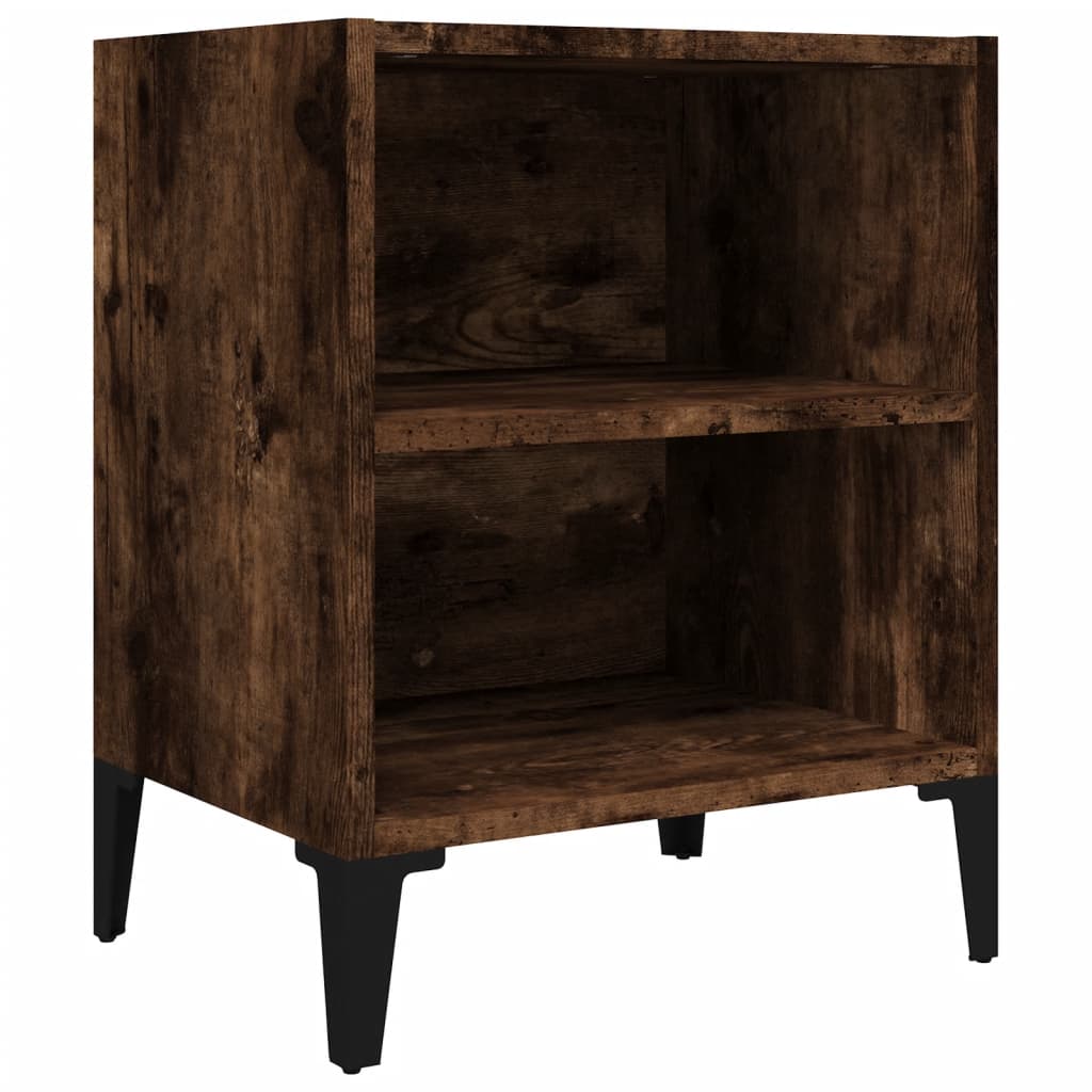 vidaXL Noptieră cu picioare din metal, stejar afumat, 40x30x50 cm vidaXL Noptieră cu picioare din metal, stejar afumat, 40x30x50 cm