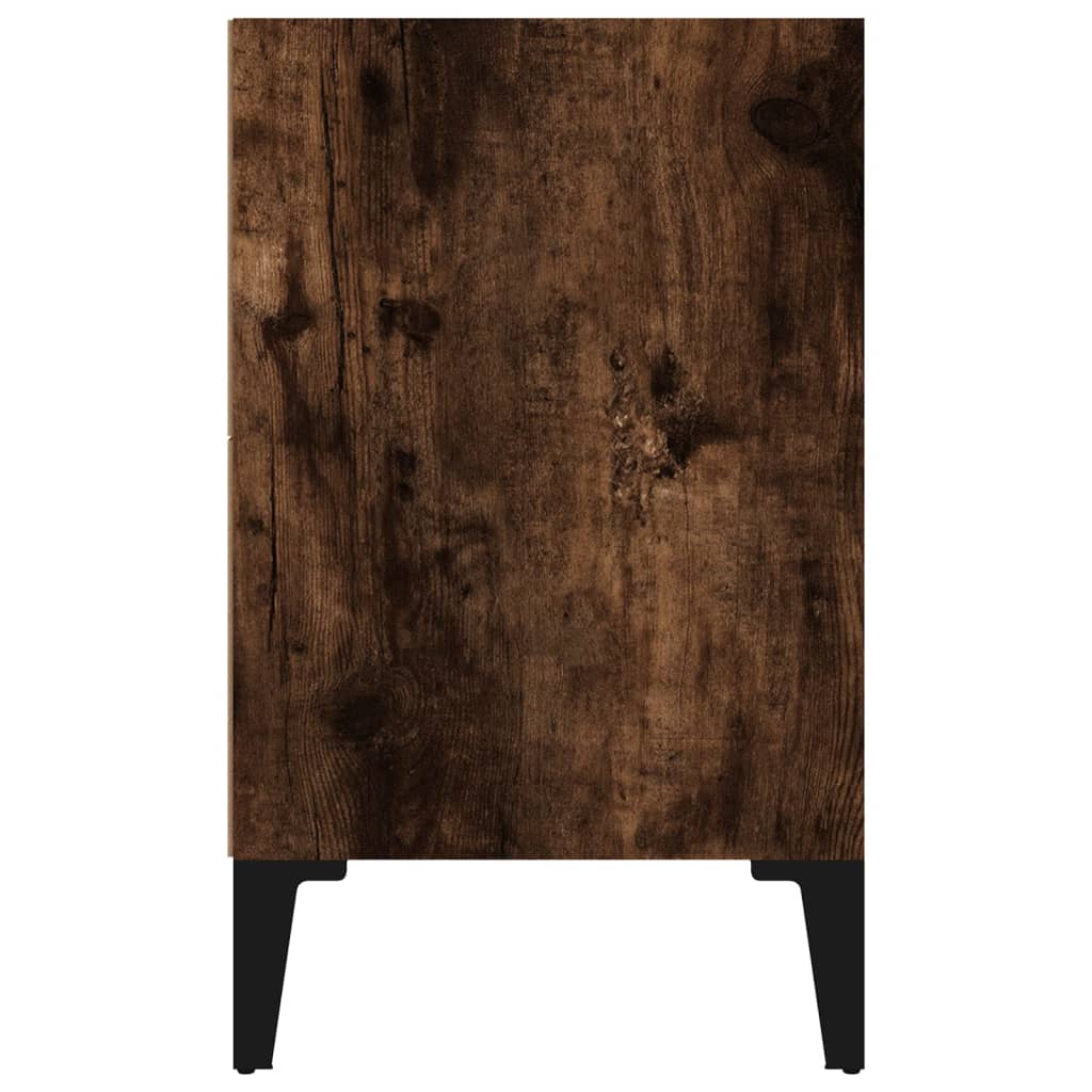 vidaXL Noptieră cu picioare din metal, stejar afumat, 40x30x50 cm vidaXL Noptieră cu picioare din metal, stejar afumat, 40x30x50 cm
