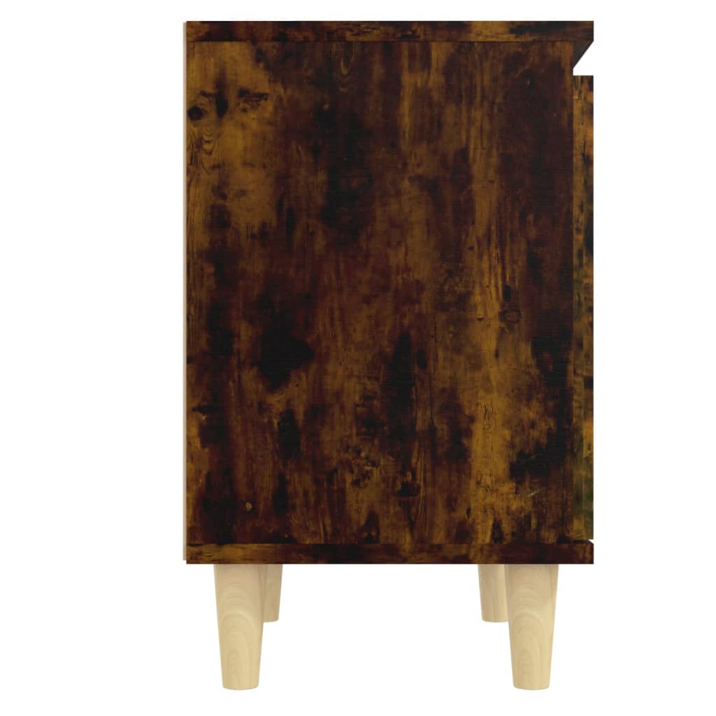 vidaXL Noptieră cu picioare din lemn masiv, stejar fumuriu, 40x30x50cm vidaXL Noptieră cu picioare din lemn masiv, stejar fumuriu, 40x30x50cm