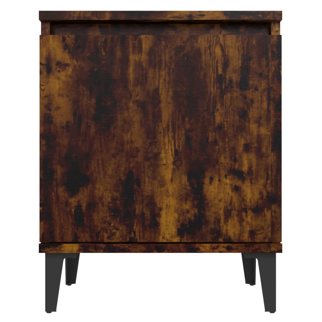 vidaXL Noptieră cu picioare din metal, stejar afumat, 40x30x50 cm vidaXL Noptieră cu picioare din metal, stejar afumat, 40x30x50 cm