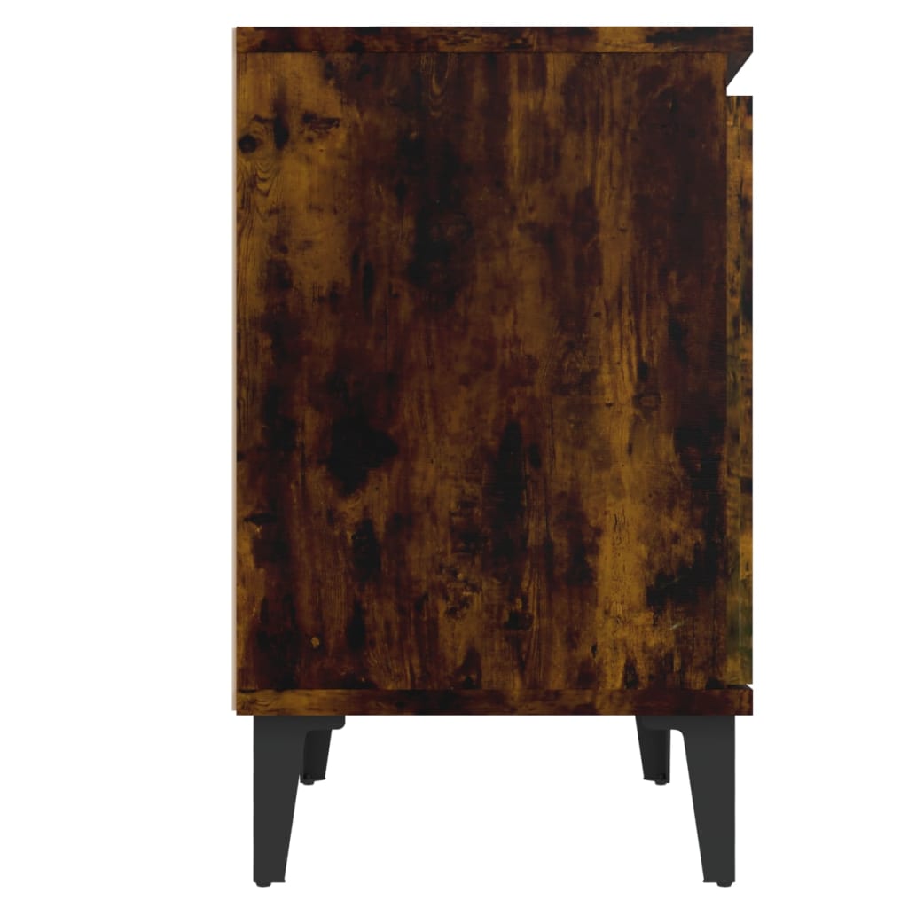vidaXL Noptieră cu picioare din metal, stejar afumat, 40x30x50 cm vidaXL Noptieră cu picioare din metal, stejar afumat, 40x30x50 cm