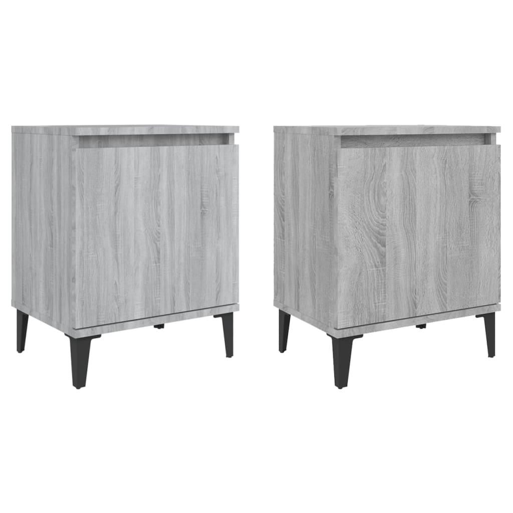 vidaXL Noptiere cu picioare metalice, sonoma gri, 40x30x50 cm