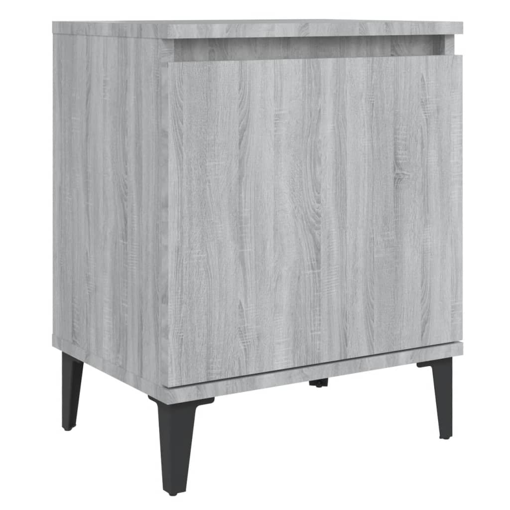 vidaXL Noptiere cu picioare metalice, sonoma gri, 40x30x50 cm