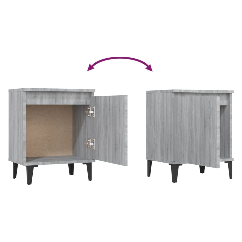 vidaXL Noptiere cu picioare metalice, sonoma gri, 40x30x50 cm