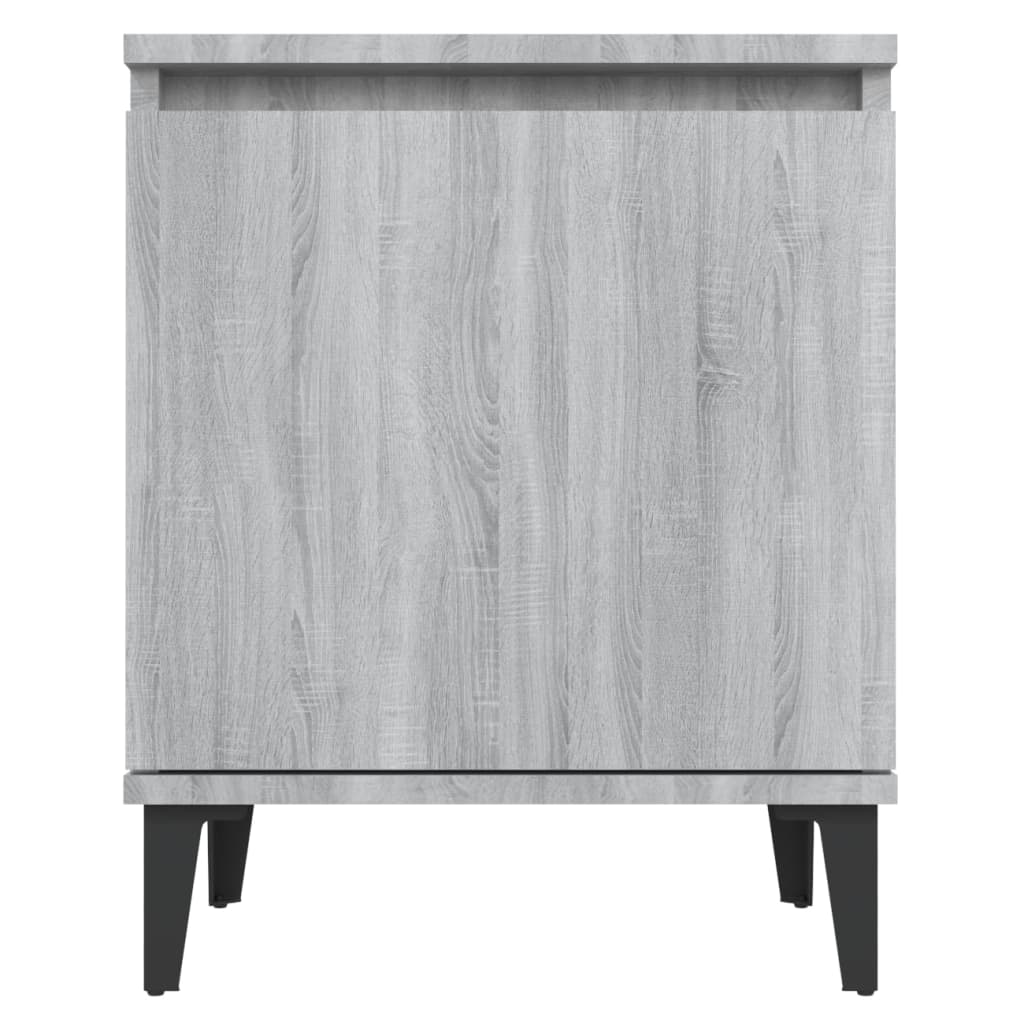 vidaXL Noptiere cu picioare metalice, sonoma gri, 40x30x50 cm