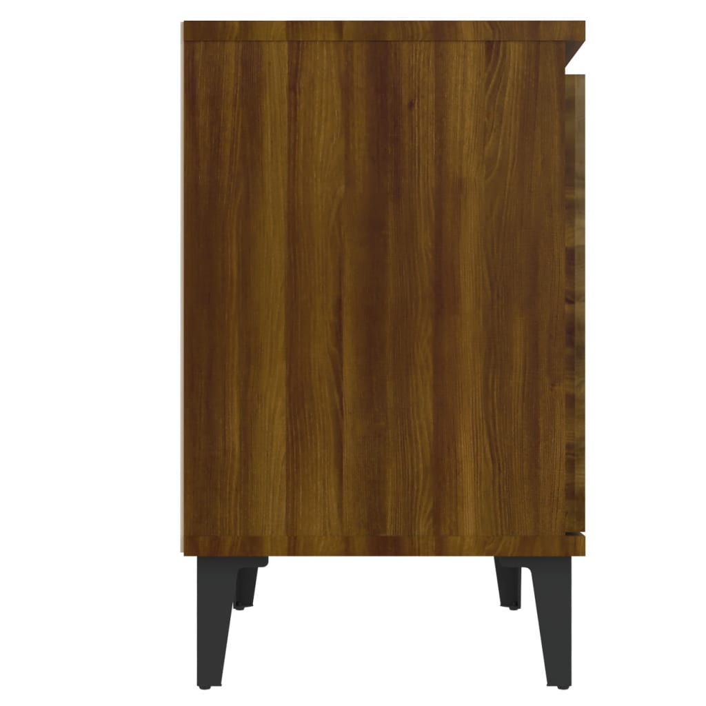 vidaXL Noptieră cu picioare din metal, stejar maro, 40x30x50 cm vidaXL Noptieră cu picioare din metal, stejar maro, 40x30x50 cm