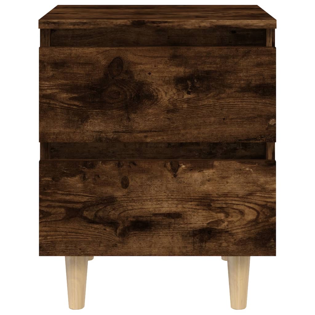 vidaXL Noptieră cu picioare din lemn masiv, stejar fumuriu, 40x35x50cm vidaXL Noptieră cu picioare din lemn masiv, stejar fumuriu, 40x35x50cm