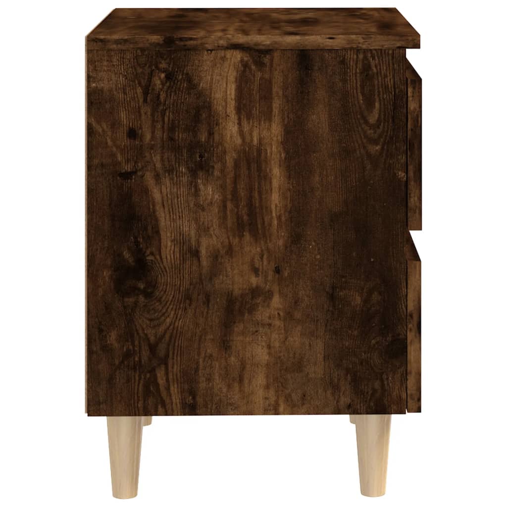 vidaXL Noptieră cu picioare din lemn masiv, stejar fumuriu, 40x35x50cm vidaXL Noptieră cu picioare din lemn masiv, stejar fumuriu, 40x35x50cm