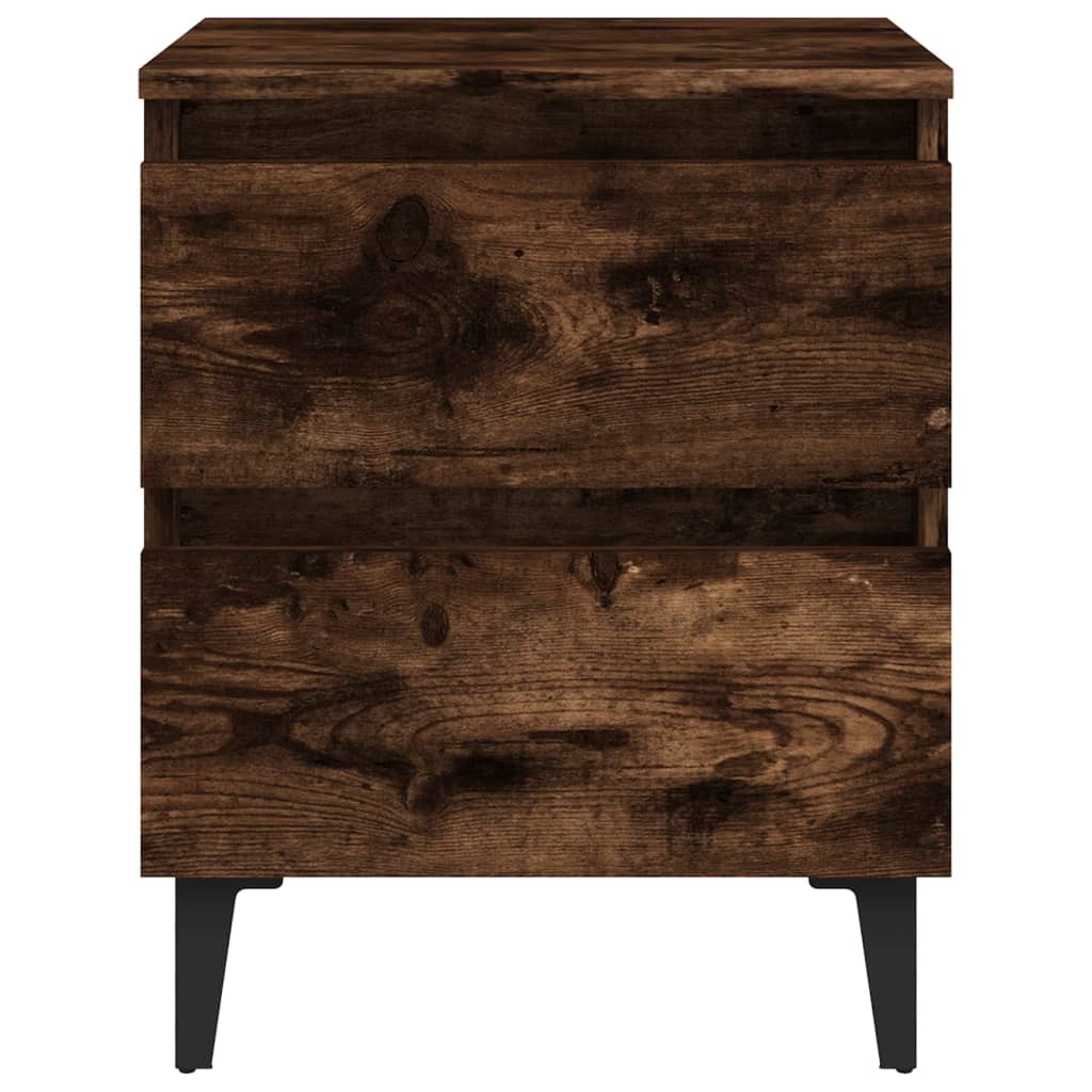 vidaXL Noptieră cu picioare din metal, stejar afumat, 40x35x50 cm vidaXL Noptieră cu picioare din metal, stejar afumat, 40x35x50 cm