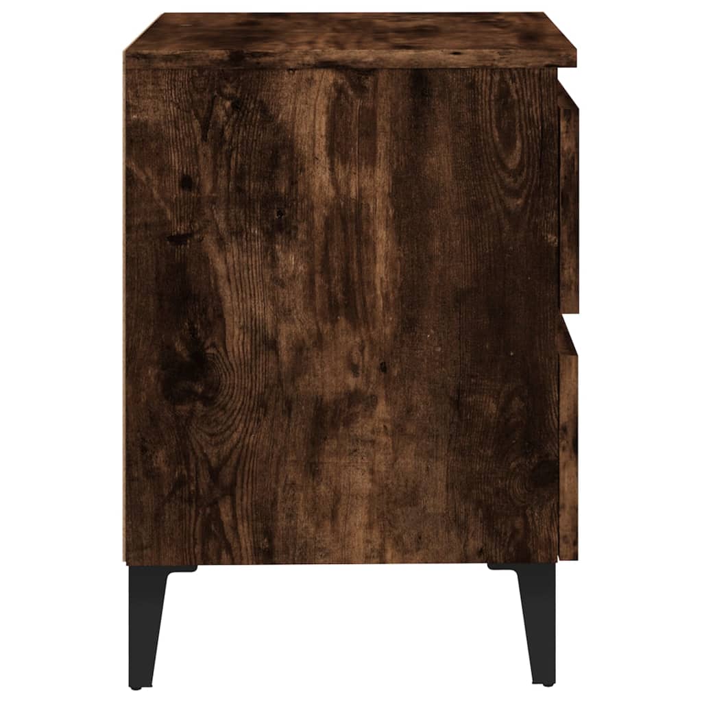 vidaXL Noptieră cu picioare din metal, stejar afumat, 40x35x50 cm vidaXL Noptieră cu picioare din metal, stejar afumat, 40x35x50 cm