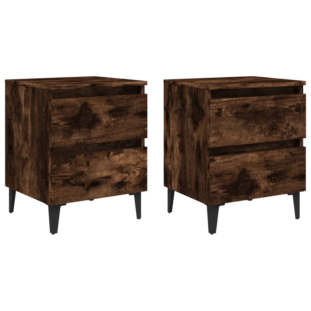vidaXL Noptiere cu picioare din lemn 2 buc. stejar fumuriu 40x35x50cm vidaXL Noptiere cu picioare din lemn 2 buc. stejar fumuriu 40x35x50cm