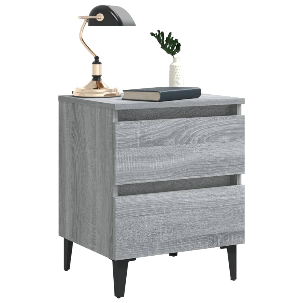 vidaXL Noptieră cu picioare din metal, gri sonoma, 40x35x50 cm vidaXL Noptieră cu picioare din metal, gri sonoma, 40x35x50 cm
