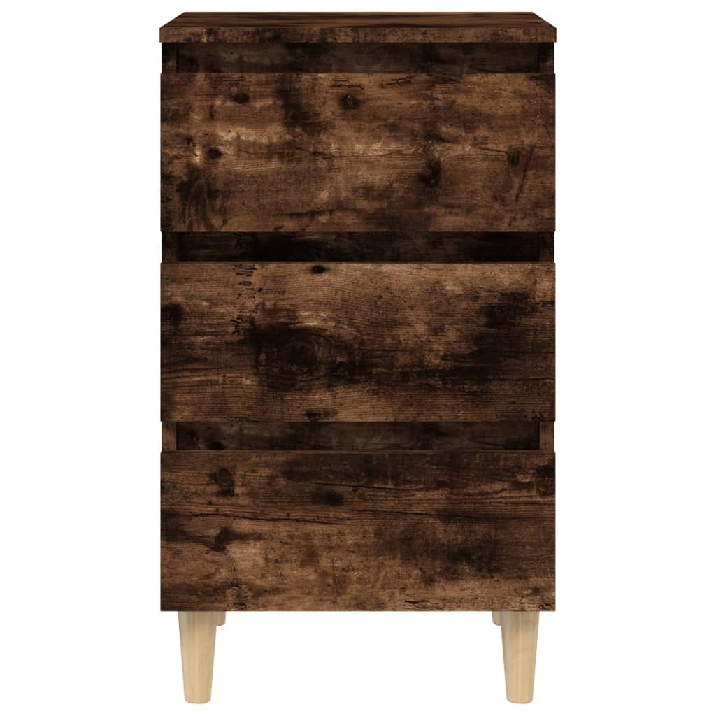 vidaXL Noptieră cu picioare lemn masiv, stejar afumat, 40x35x69 cm
