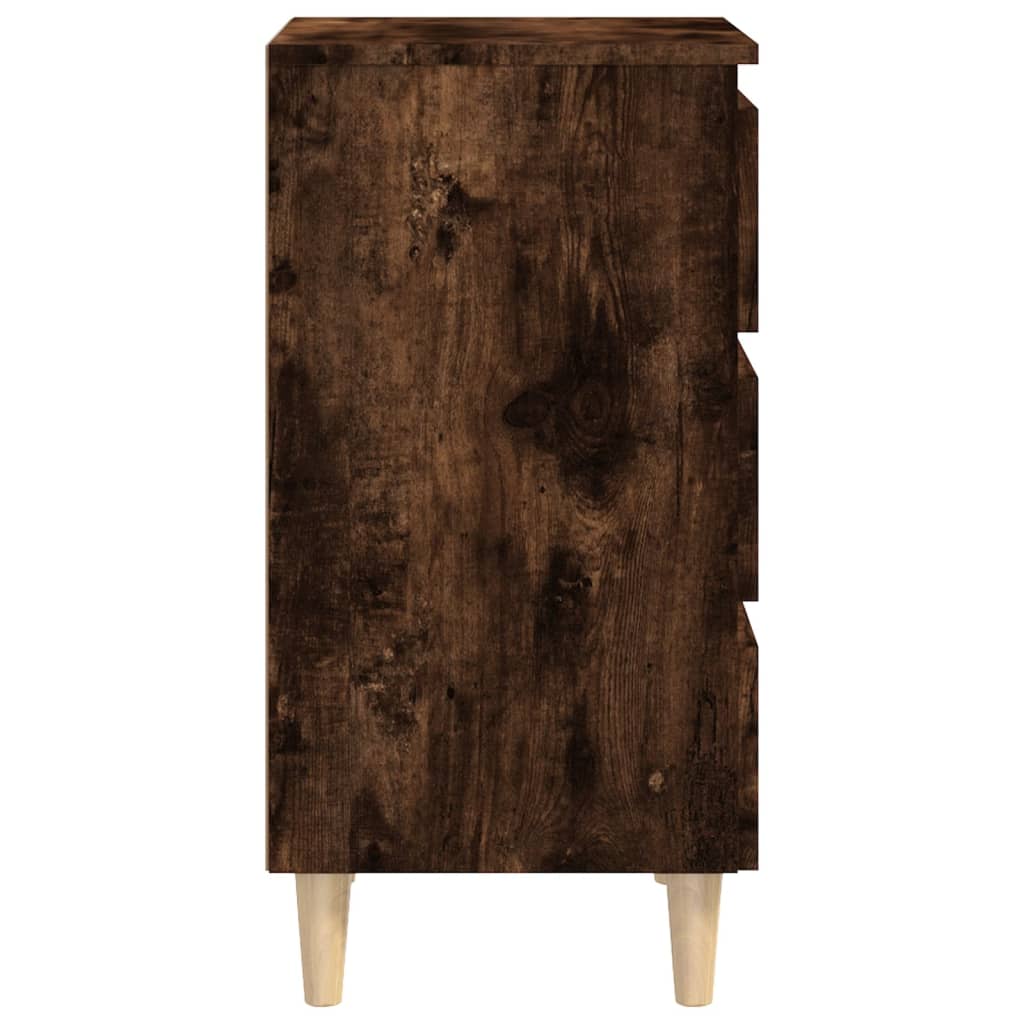 vidaXL Noptieră cu picioare lemn masiv, stejar afumat, 40x35x69 cm