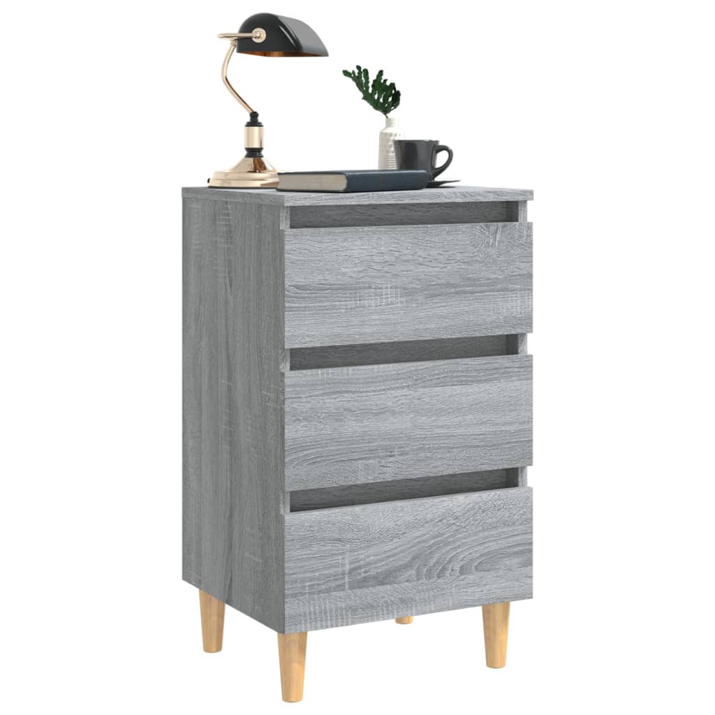vidaXL Noptieră cu picioare din lemn masiv, sonoma gri, 40x35x69 cm vidaXL Noptieră cu picioare din lemn masiv, sonoma gri, 40x35x69 cm