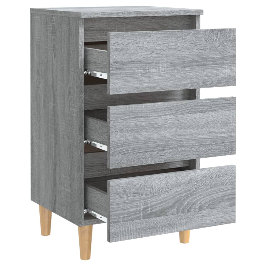 vidaXL Noptiere cu picioare lemn masiv 2 buc. gri sonoma, 40x35x69 cm vidaXL Noptiere cu picioare lemn masiv 2 buc. gri sonoma, 40x35x69 cm
