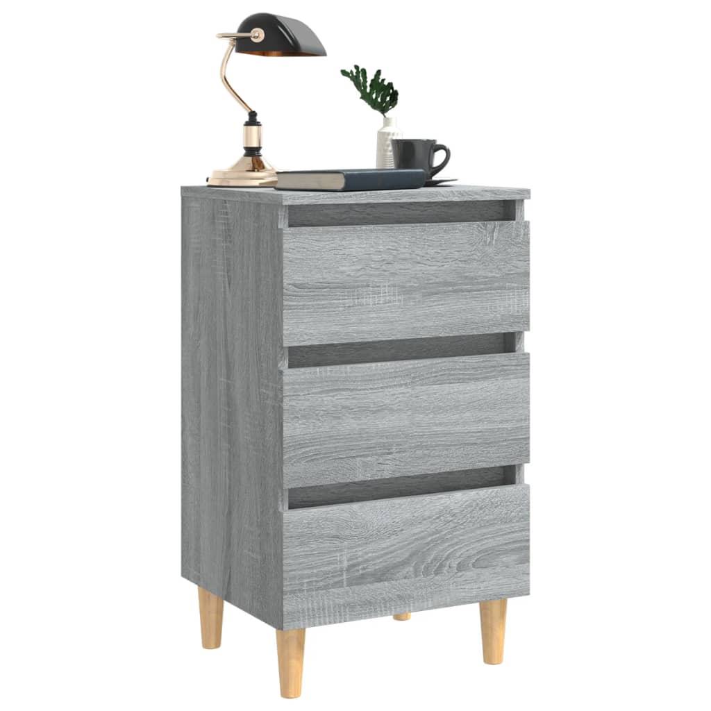vidaXL Noptiere cu picioare lemn masiv 2 buc. gri sonoma, 40x35x69 cm vidaXL Noptiere cu picioare lemn masiv 2 buc. gri sonoma, 40x35x69 cm
