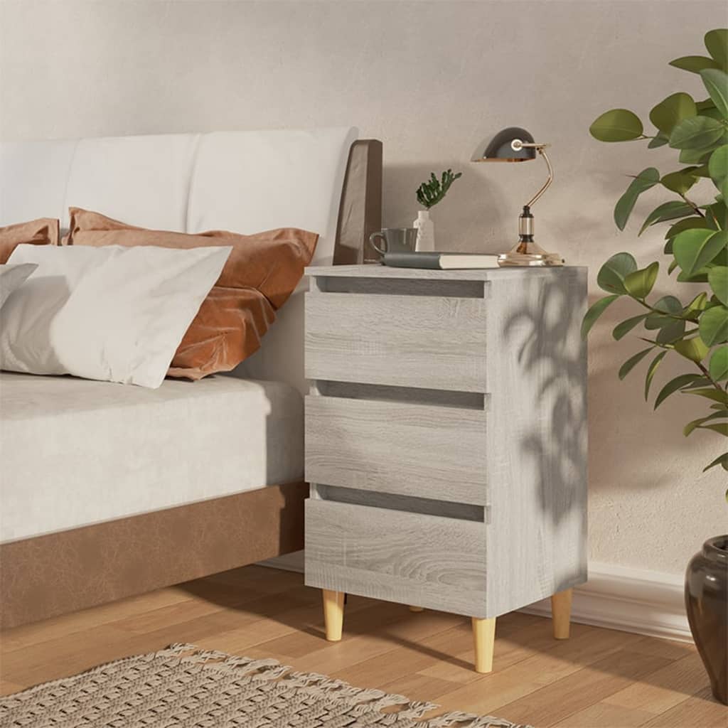 vidaXL Noptiere cu picioare lemn masiv 2 buc. gri sonoma, 40x35x69 cm vidaXL Noptiere cu picioare lemn masiv 2 buc. gri sonoma, 40x35x69 cm