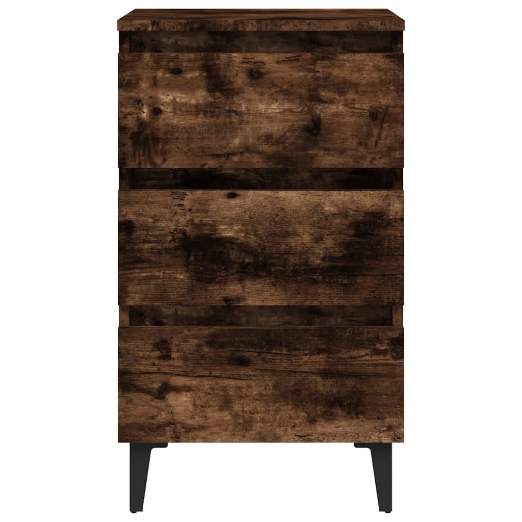 vidaXL Noptieră cu picioare din metal, stejar afumat, 40x35x69 cm vidaXL Noptieră cu picioare din metal, stejar afumat, 40x35x69 cm