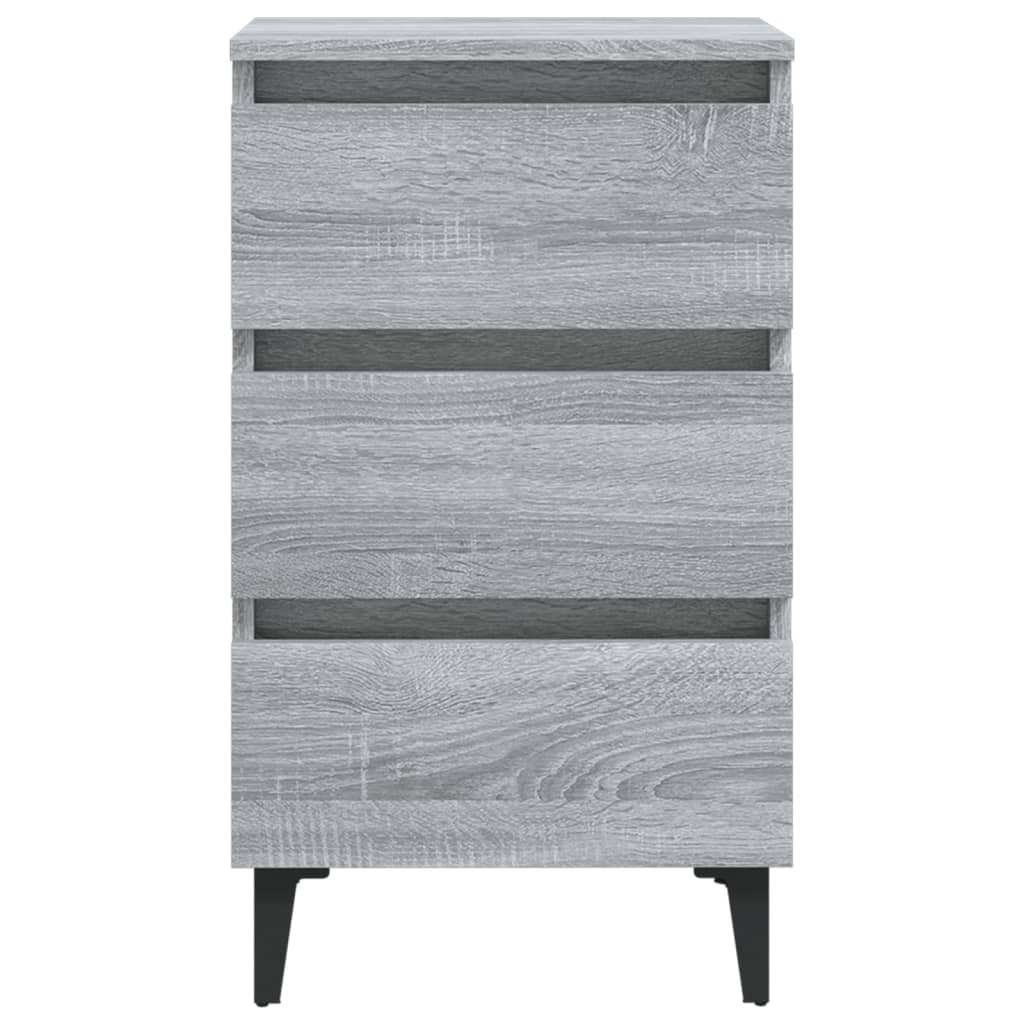 vidaXL Noptieră cu picioare metalice, gri sonoma, 40x35x69 cm