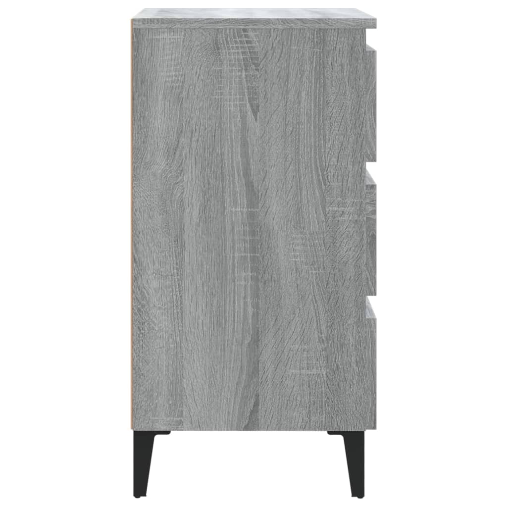vidaXL Noptieră cu picioare metalice, gri sonoma, 40x35x69 cm