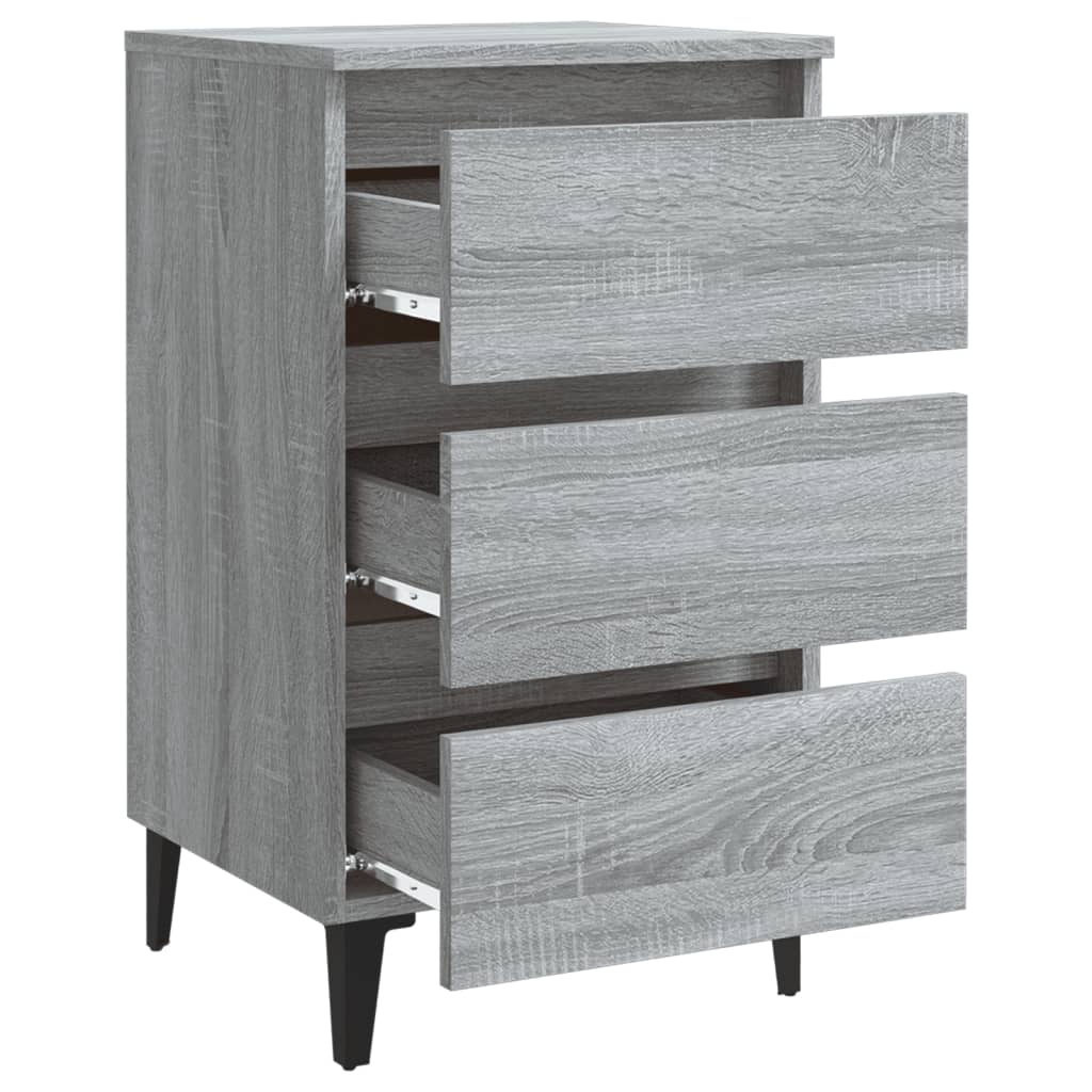 vidaXL Noptieră cu picioare metalice, gri sonoma, 40x35x69 cm