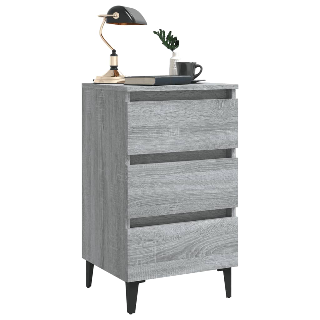 vidaXL Noptieră cu picioare metalice, gri sonoma, 40x35x69 cm