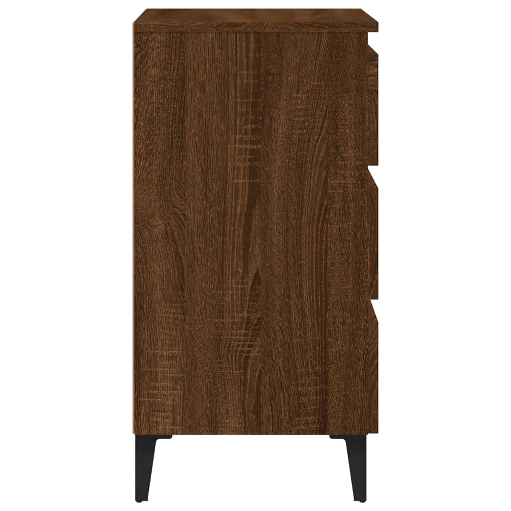 vidaXL Noptieră cu picioare din metal, stejar maro, 40x35x69 cm vidaXL Noptieră cu picioare din metal, stejar maro, 40x35x69 cm