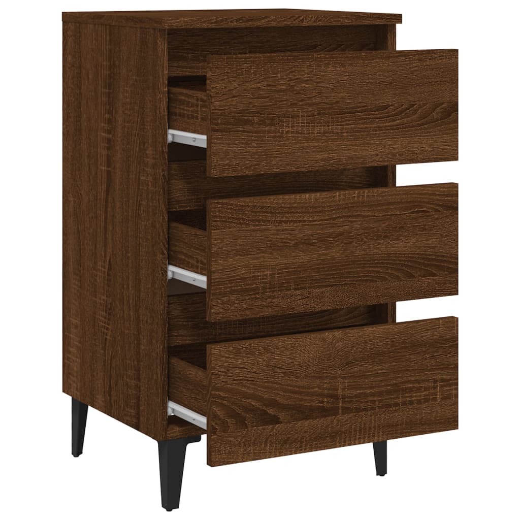 vidaXL Noptieră cu picioare din metal, stejar maro, 40x35x69 cm vidaXL Noptieră cu picioare din metal, stejar maro, 40x35x69 cm