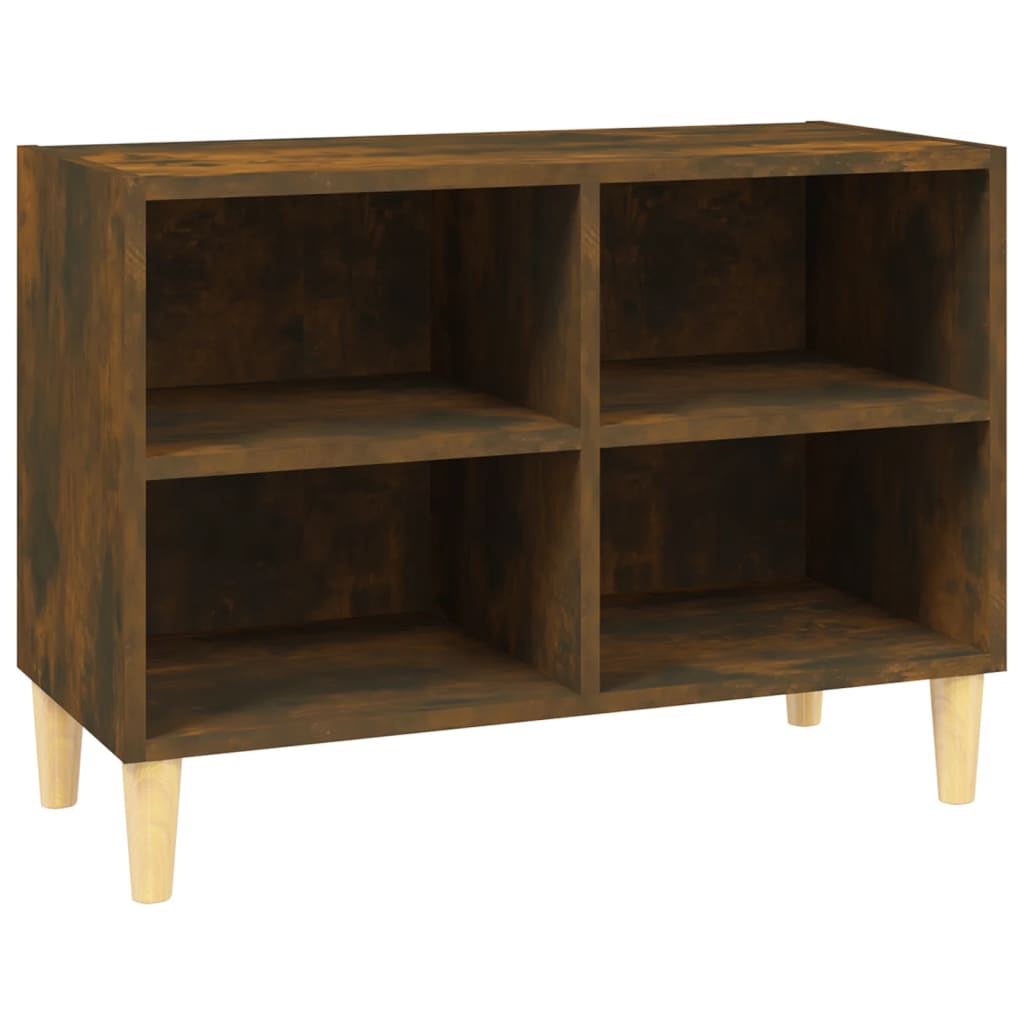 vidaXL Comodă TV, picioare lemn masiv, stejar afumat, 69,5x30x50 cm vidaXL Comodă TV, picioare lemn masiv, stejar afumat, 69,5x30x50 cm
